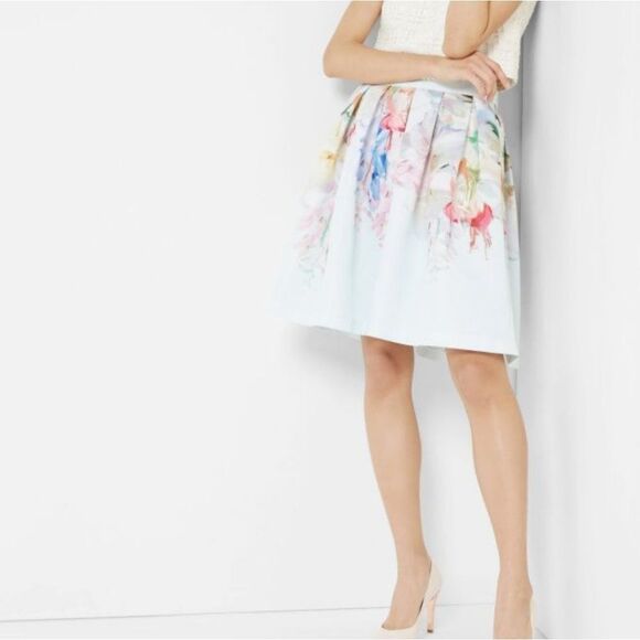TED BAKER Hanging Gardens Floral Print Fit & Flare Full Skirt Size: 1 - Picture 6 of 15